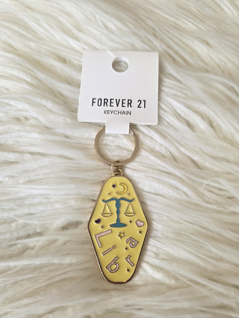 Forever 21 Yellow Libra Enamel Keychain with Blue Accent